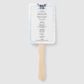 Blauw Romantisch Bloemen Botanisch Huwelijksprogra Handwaaier (Achterkant)