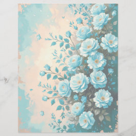 Blauw Romantisch Bloemen Scrapbook Papier