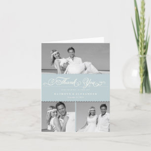 Blauw Romantisch Manuscript 3 van de Band van de Bedankkaart