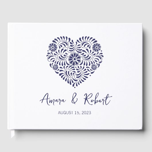 Blauw Romantisch Talavera hart Gastenboek (Voorkant)