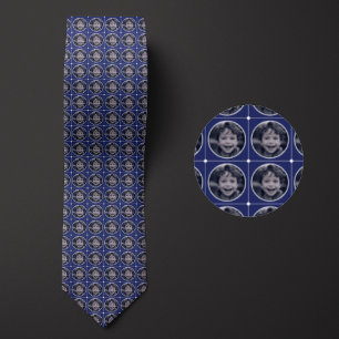 Blauw rond 1-fotopatroon stropdas