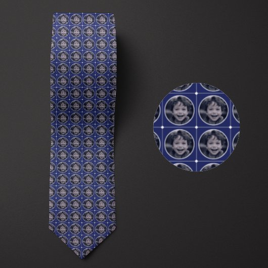 Blauw rond 1-fotopatroon stropdas