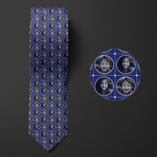 Blauw rond 2-fotopatroon stropdas