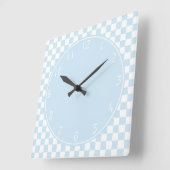 Blauw rond blauw wit chequebord vierkante klok (Hoek)