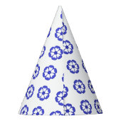 Blauw Rond Bloemmotief Feesthoedjes (Achterkant)