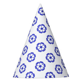Blauw Rond Bloemmotief Feesthoedjes