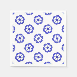 Blauw Rond Bloemmotief Servetten