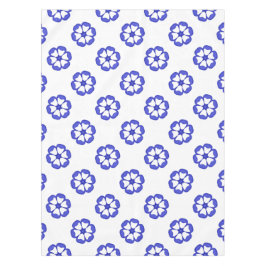 Blauw Rond Bloemmotief Tafelkleed
