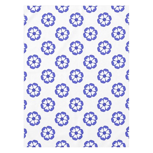 Blauw Rond Bloemmotief Tafelkleed (Voorkant)
