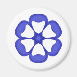 Blauw Rond Bloempatroon Magneet