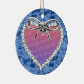 Blauw Rond Diamond Heart Lijst Ornament (Rechts)