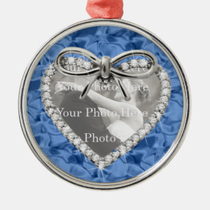Blauw Rond Diamond Heart Lijst Ornament