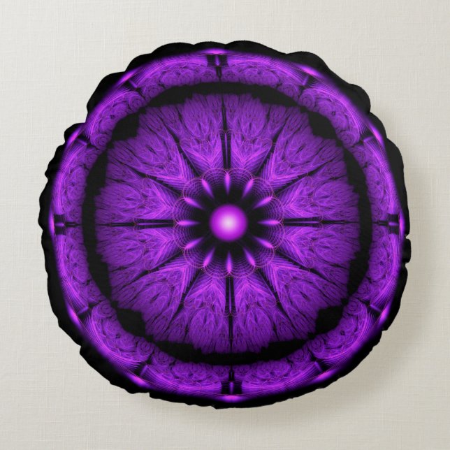 Blauw rond heilig fabuleus ornament kussen (Voorkant)
