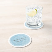 Blauw Ronde Waterverf Trouwpapier Onderzetters (Insitu)