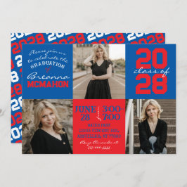 Blauw & Rood 3 Foto Afstuderen Uitnodiging