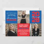 Blauw & Rood 4 Foto Afstuderen Aankondiging (Voorkant)