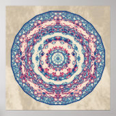 Blauw Rood Abstract Mandala Art Design Poster (Voorkant)