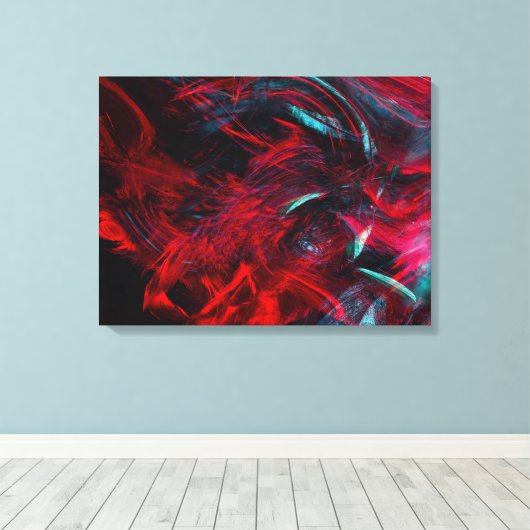 Blauw & Rood Abstracte Kunst Canvas Afdruk (Insitu (Houten vloer))