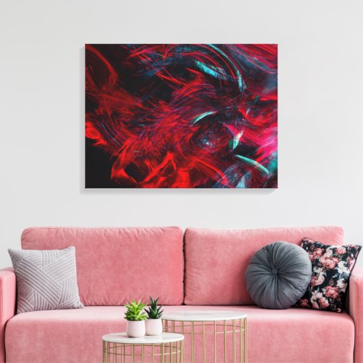 Blauw & Rood Abstracte Kunst Canvas Afdruk (Insitu (Woonkamer))