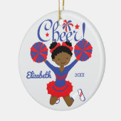 Blauw & Rood Afro-Amerikaans Cheerleader Ornament (Links)
