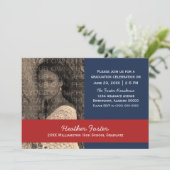 Blauw/rood Afstudeerder Kleurklokken uitgenodigd Kaart (Staand voorkant)