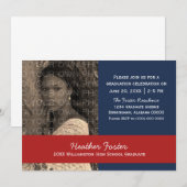 Blauw/rood Afstudeerder Kleurklokken uitgenodigd Kaart (Voorkant / Achterkant)