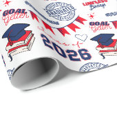 Blauw & Rood Afstudeerklas 2026 Cadeaupapier (Rol Hoek)