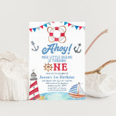 Blauw Rood Ahoy Onze Kleine Zeiler 1e Verjaardag Kaart