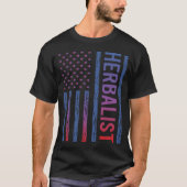 Blauw Rood Amerikaanse Vlag Herbalist T-shirt (Voorkant)