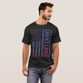 Blauw Rood Amerikaanse Vlag Tapijtlaag T-shirt (Voorkant volledig)