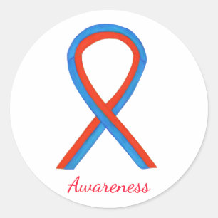 Blauw & rood Awareness Ribbon Aangepaste sticker D