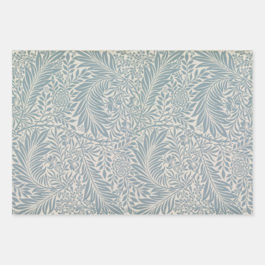  blauw rood blad William Morris Larkspur Inpakpapier Vel (Voorkant)