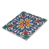 Blauw Rood Blauwgroen Geel Wit Azulejos Patroon Tegeltje (Zijkant)