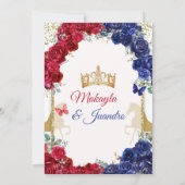 Blauw Rood Bloemen Elegante Tweeling Meisjes Quinc Kaart (Achterkant)