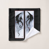 Blauw Rood Bloemen Zwarte Draak Bad Handdoek (Wasdoekje)