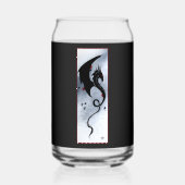 Blauw Rood Bloemen Zwarte Draak Blikvorm Glas (Voorkant)