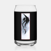 Blauw Rood Bloemen Zwarte Draak Blikvorm Glas (Achterkant)