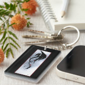 Blauw Rood Bloemen Zwarte Draak QR code Sleutelhanger (Voorkant Rechts)