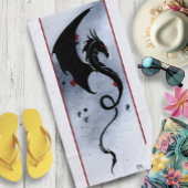 Blauw Rood Bloemen Zwarte Draak Strandlaken