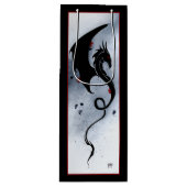 Blauw Rood Bloemen Zwarte Draak Wijn Cadeautas (Voorkant)