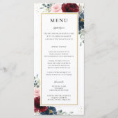 Blauw Rood Bordeaux Blush Roze Bloemen Bruiloft Me Programmakaart (Voorkant)