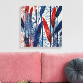 Blauw rood bos Waterverf muurkunst Canvas Afdruk (Insitu (Woonkamer))