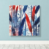 Blauw rood bos Waterverf muurkunst Canvas Afdruk (Insitu (Houten vloer))