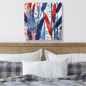 Blauw rood bos Waterverf muurkunst Canvas Afdruk (Insitu (Slaapkamer))