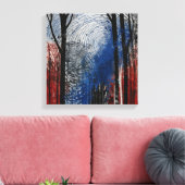 Blauw rood bos Waterverf muurkunst Canvas Afdruk (Insitu (Woonkamer))