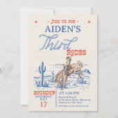 Blauw Rood Bronco 3e Rodeo 3e verjaardag Kaart (Voorkant)