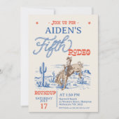  Blauw Rood Bronco Rodeo 5e verjaardag Kaart (Voorkant)