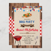 Blauw rood broodje in de oven feestuitnodiging kaart (Voorkant / Achterkant)