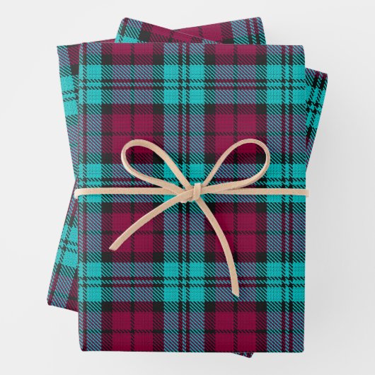 Blauw Rood Campbell Tartan Blackwatch Plaid Inpakpapier Vel (In situ)