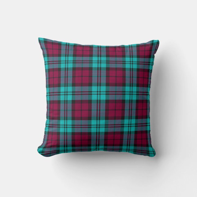 Blauw Rood Campbell Tartan Blackwatch Plaid Kussen (Voorkant)